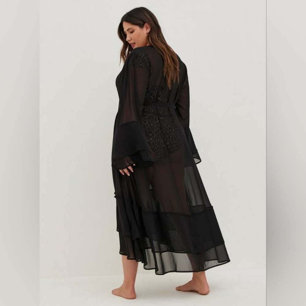 Torrid 4 Black Sheer Kimono Cover-up - Picture 3 of 3